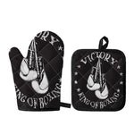 Victory King Of Boxing Print Oven Mitt And Pot Holder Set