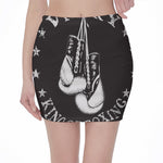 Victory King Of Boxing Print Pencil Mini Skirt