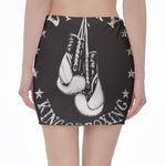 Victory King Of Boxing Print Pencil Mini Skirt