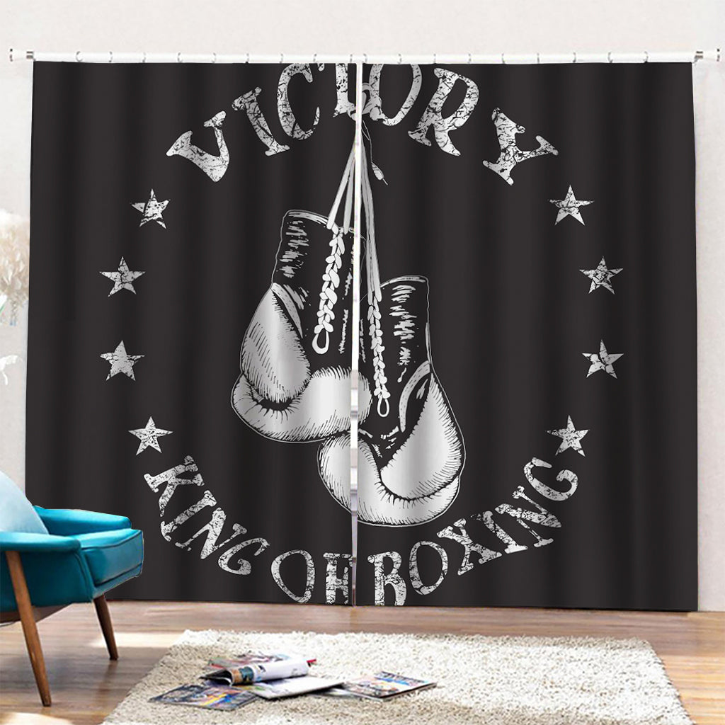 Victory King Of Boxing Print Pencil Pleat Curtains