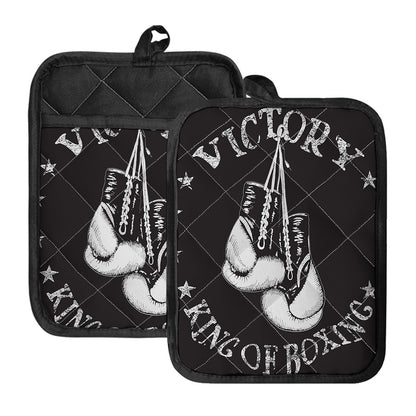 Victory King Of Boxing Print Pot Holders With Pocket