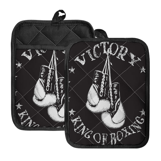 Victory King Of Boxing Print Pot Holders With Pocket