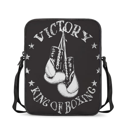 Victory King Of Boxing Print Rectangular Crossbody Bag