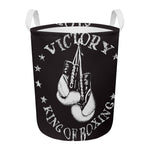 Victory King Of Boxing Print Round Laundry Basket