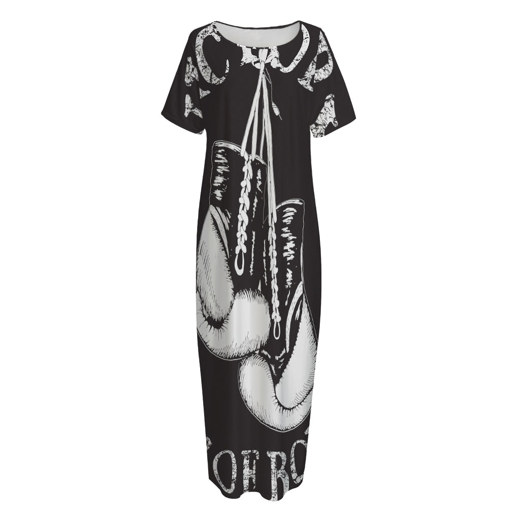 Victory King Of Boxing Print Short Sleeve Long Nightdress