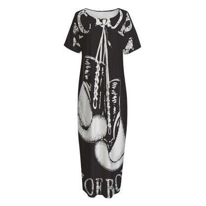 Victory King Of Boxing Print Short Sleeve Long Nightdress