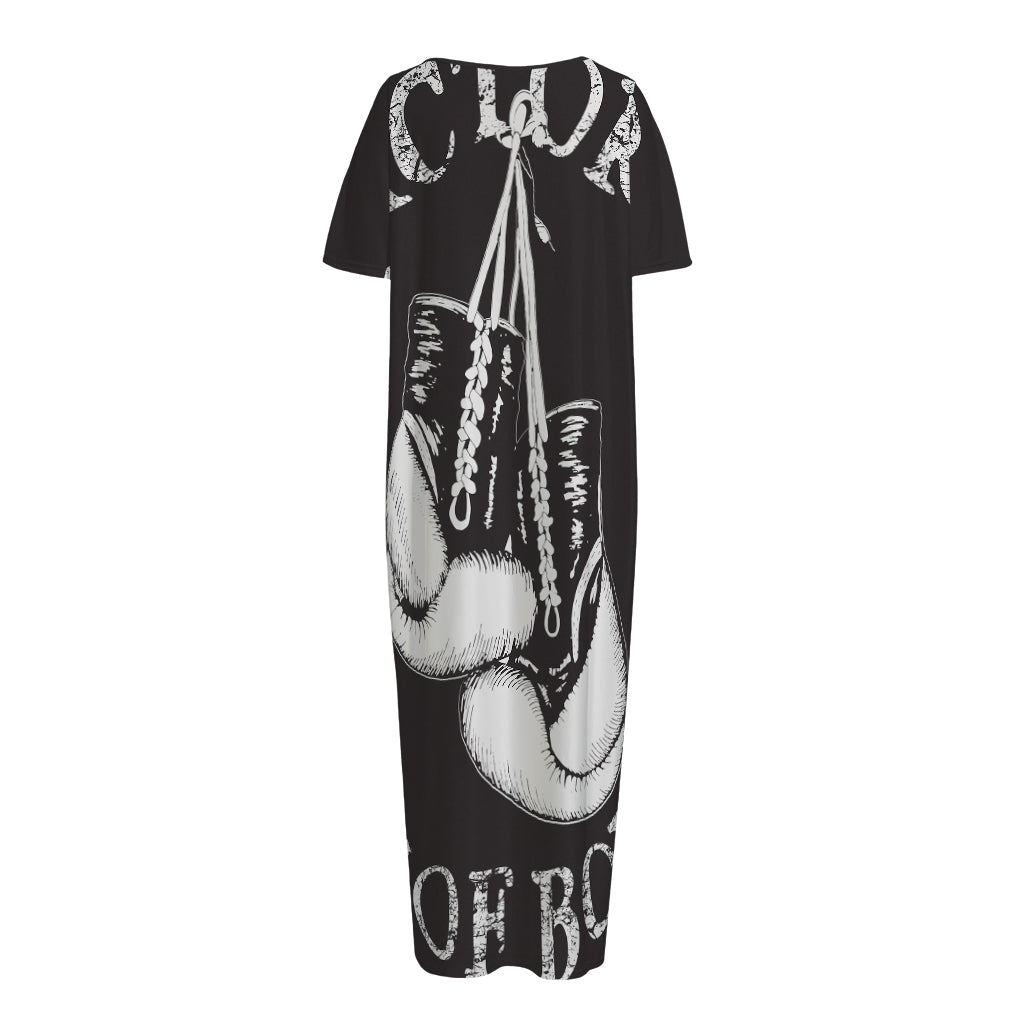 Victory King Of Boxing Print Short Sleeve Long Nightdress