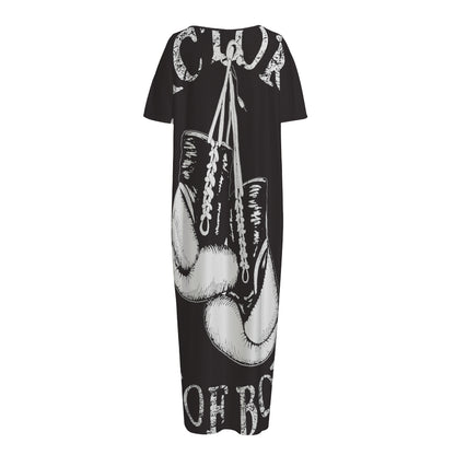 Victory King Of Boxing Print Short Sleeve Long Nightdress
