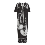 Victory King Of Boxing Print Short Sleeve Long Nightdress