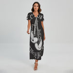 Victory King Of Boxing Print Short Sleeve Maxi Dress