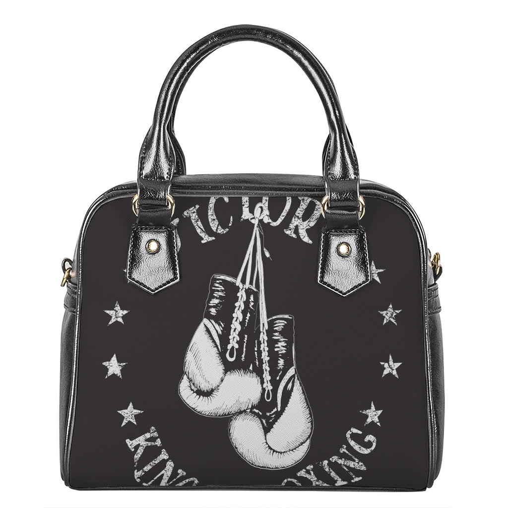Victory King Of Boxing Print Shoulder Handbag