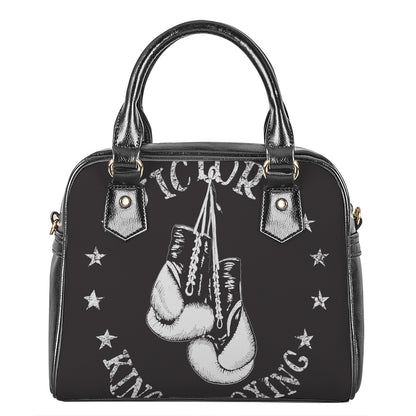 Victory King Of Boxing Print Shoulder Handbag
