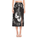 Victory King Of Boxing Print Side Slit Midi Skirt