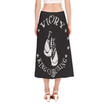 Victory King Of Boxing Print Side Slit Midi Skirt