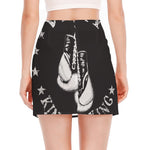 Victory King Of Boxing Print Side Slit Mini Skirt