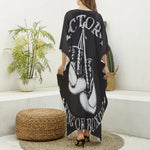 Victory King Of Boxing Print Silk V-Neck Kaftan Dress