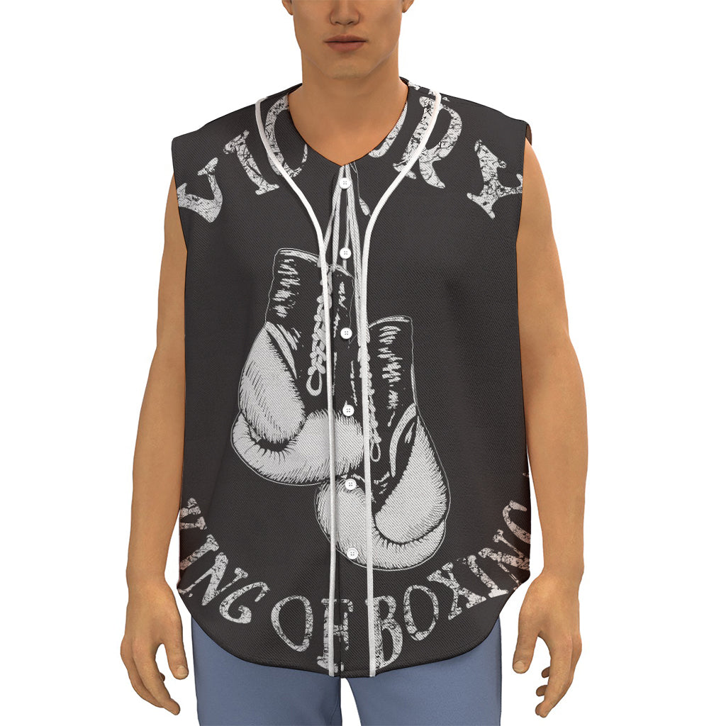 Victory King Of Boxing Print Sleeveless Baseball Jersey