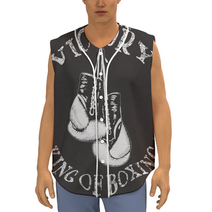 Victory King Of Boxing Print Sleeveless Baseball Jersey