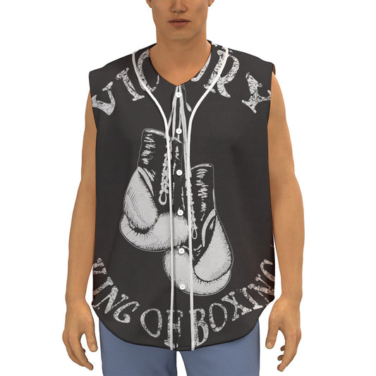 Victory King Of Boxing Print Sleeveless Baseball Jersey