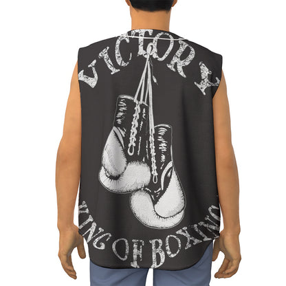 Victory King Of Boxing Print Sleeveless Baseball Jersey