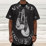 Victory King Of Boxing Print Textured Short Sleeve Shirt