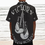 Victory King Of Boxing Print Textured Short Sleeve Shirt