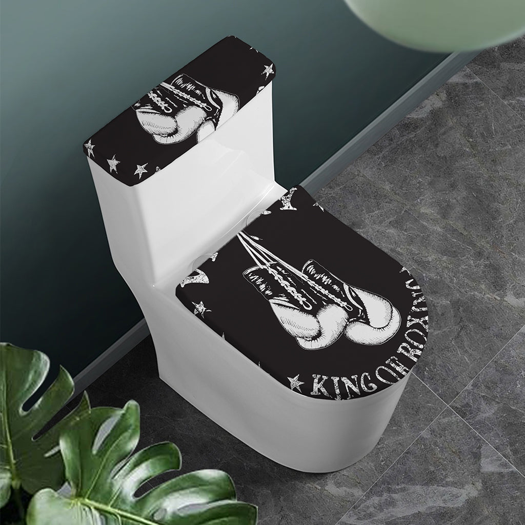 Victory King Of Boxing Print Toilet Lid And Tank Cover Set