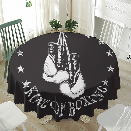 Victory King Of Boxing Print Waterproof Round Tablecloth