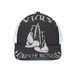 Victory King Of Boxing Print White Mesh Trucker Cap