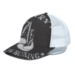 Victory King Of Boxing Print White Mesh Trucker Cap