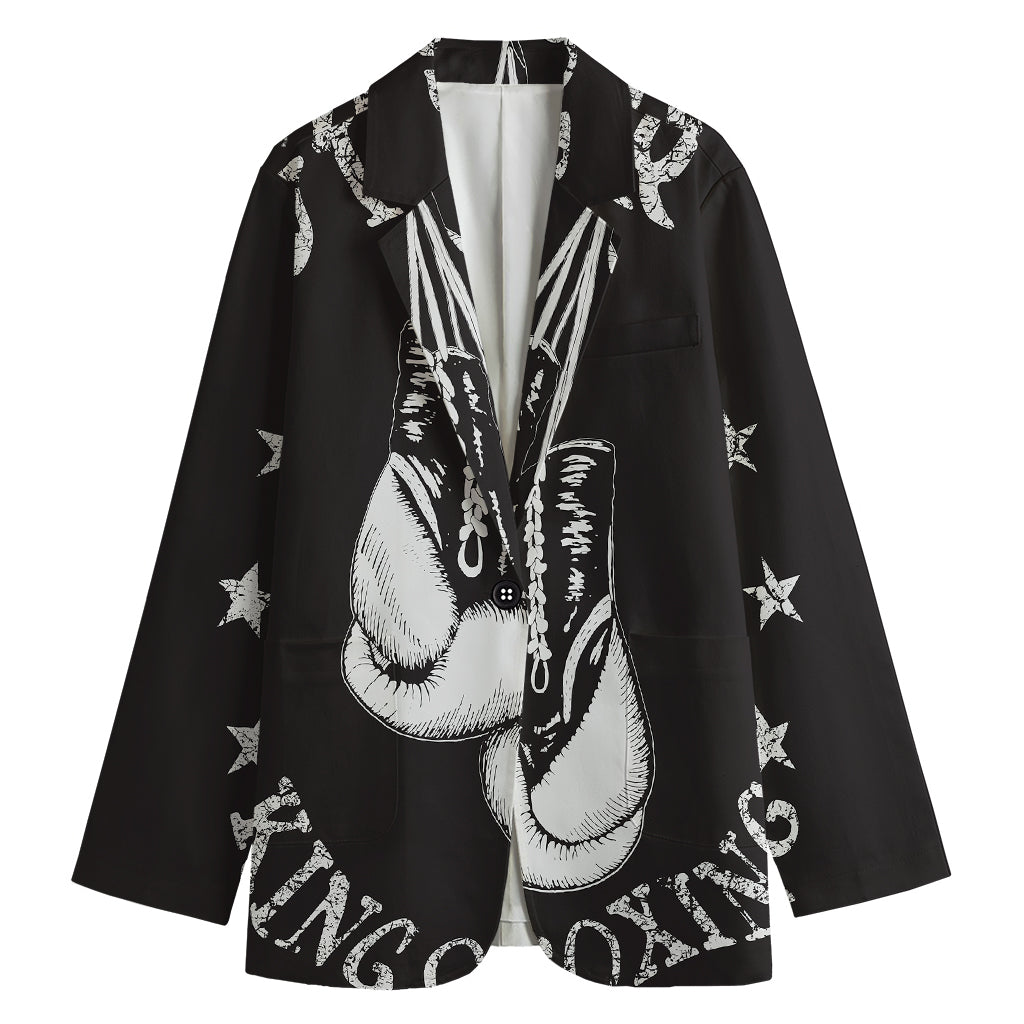 Victory King Of Boxing Print Women's Blazer