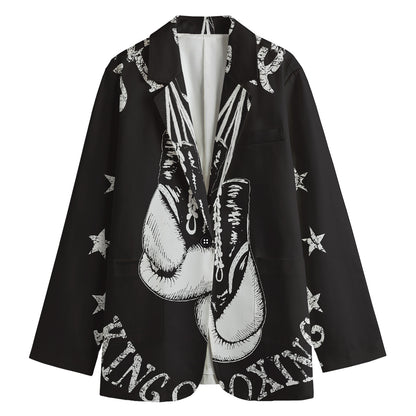 Victory King Of Boxing Print Women's Blazer