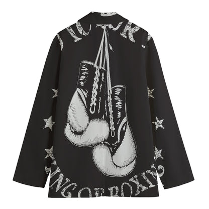 Victory King Of Boxing Print Women's Cotton Blazer