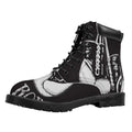 Victory King Of Boxing Print Padded Collar Lace Up Boots