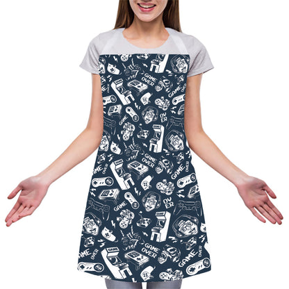 Video Game Devices Pattern Print Adjustable Apron