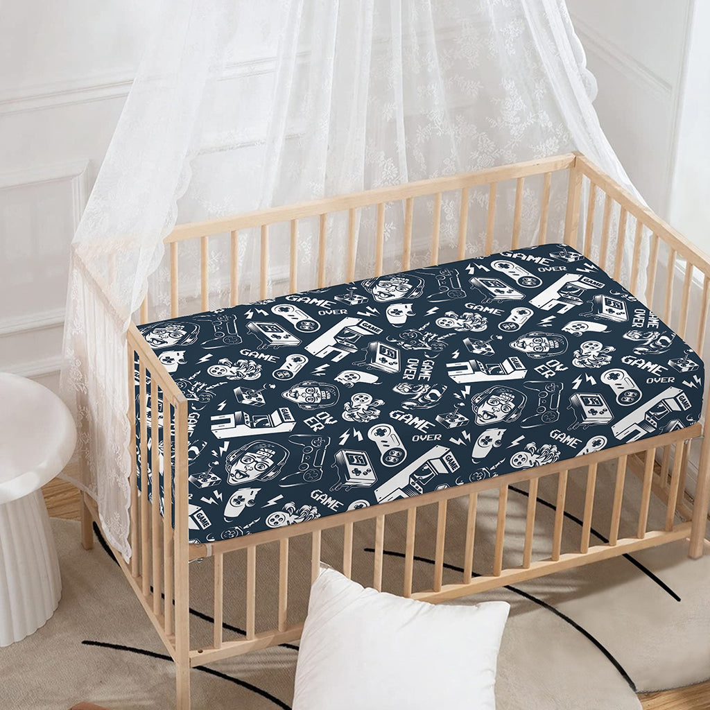 Video Game Devices Pattern Print Baby Crib Sheet
