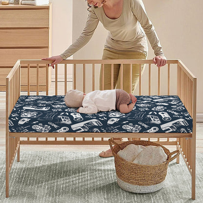 Video Game Devices Pattern Print Baby Crib Sheet