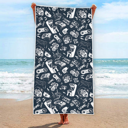 Video Game Devices Pattern Print Beach Towel