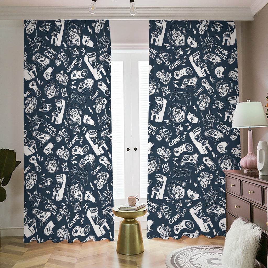 Video Game Devices Pattern Print Blackout Pencil Pleat Curtains