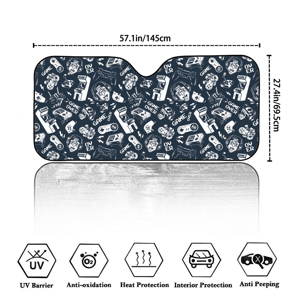 Video Game Devices Pattern Print Car Windshield Sun Shade