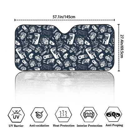 Video Game Devices Pattern Print Car Windshield Sun Shade