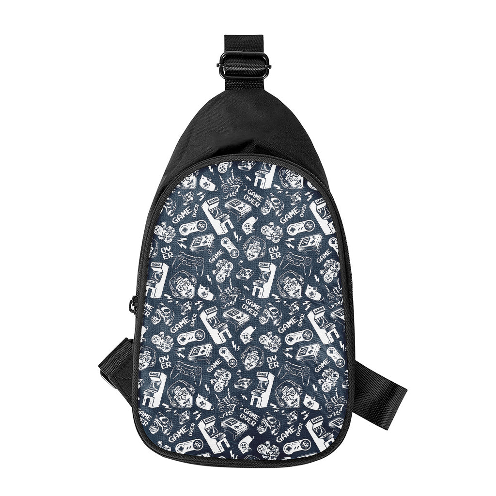 Video Game Devices Pattern Print Chest Bag
