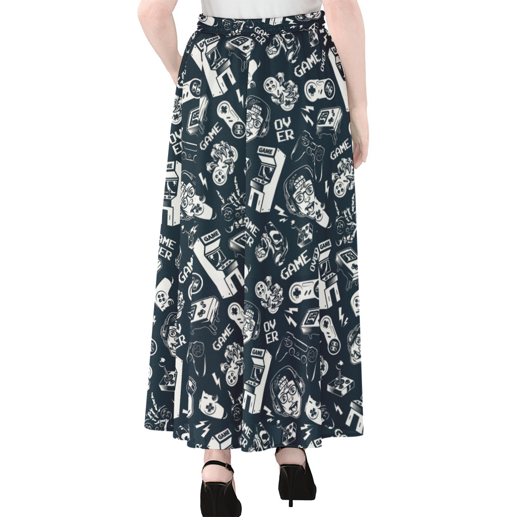 Video Game Devices Pattern Print Chiffon Maxi Skirt