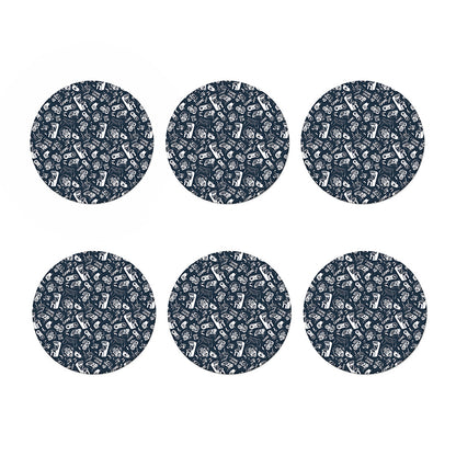 Video Game Devices Pattern Print Coaster Set