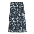 Video Game Devices Pattern Print Cotton Front Slit Maxi Skirt