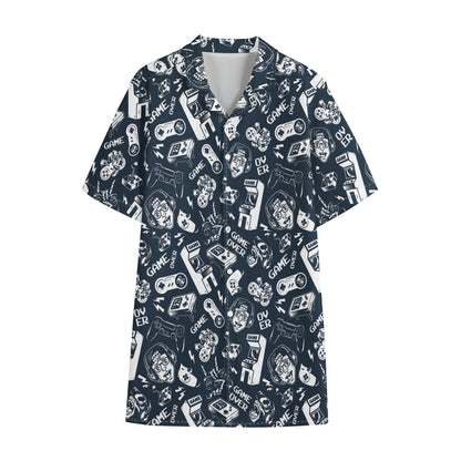 Video Game Devices Pattern Print Cotton Hawaiian Shirt