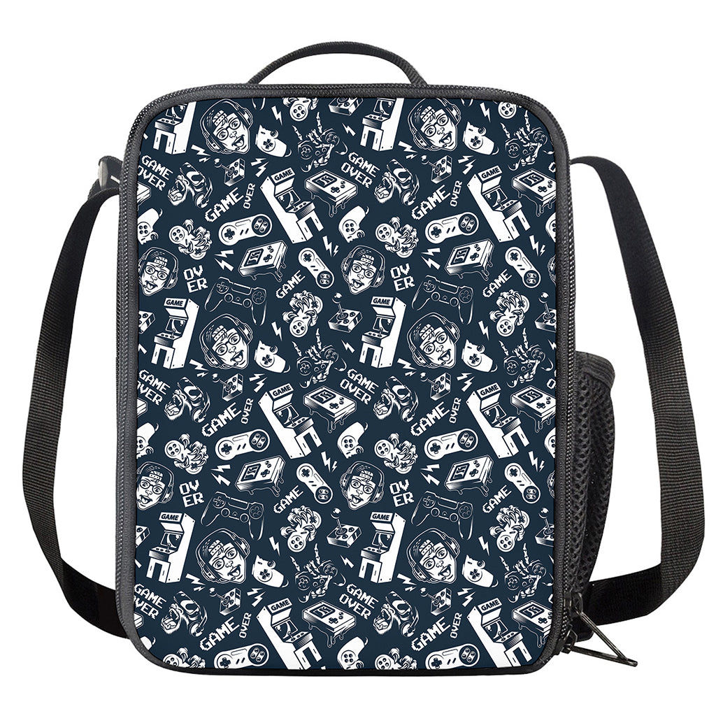 Video Game Devices Pattern Print Crossbody Lunch Bag