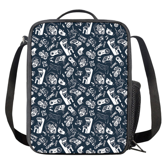 Video Game Devices Pattern Print Crossbody Lunch Bag