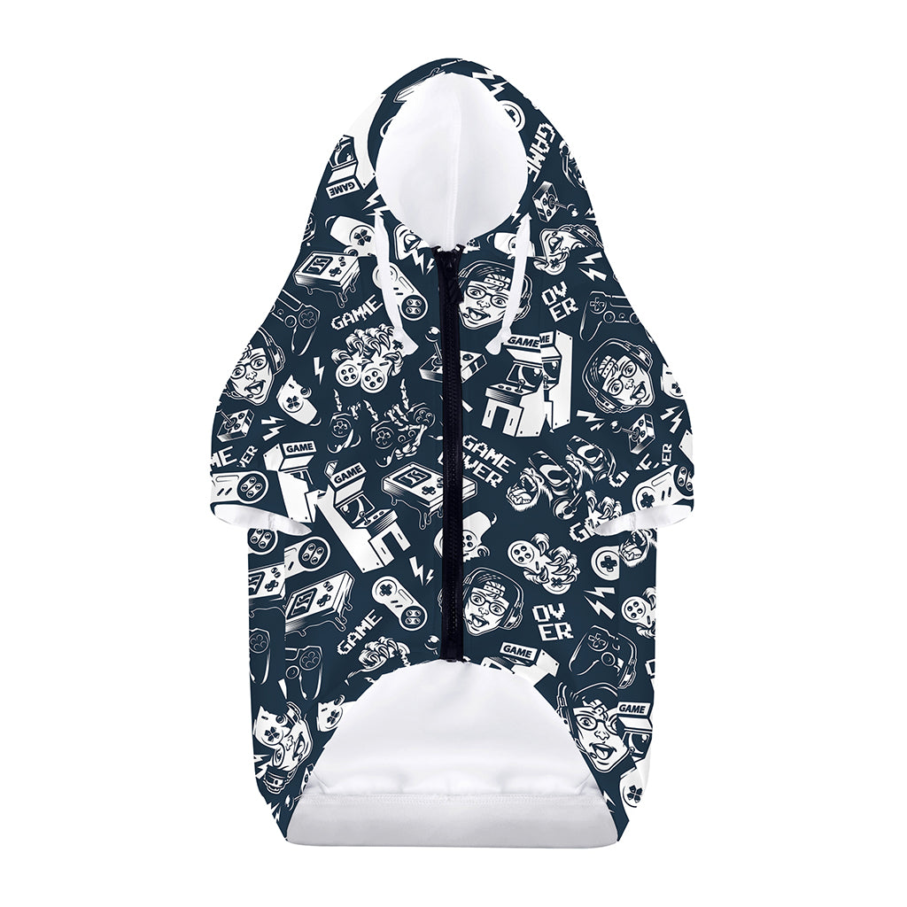 Video Game Devices Pattern Print Dog Zip Up Hoodie
