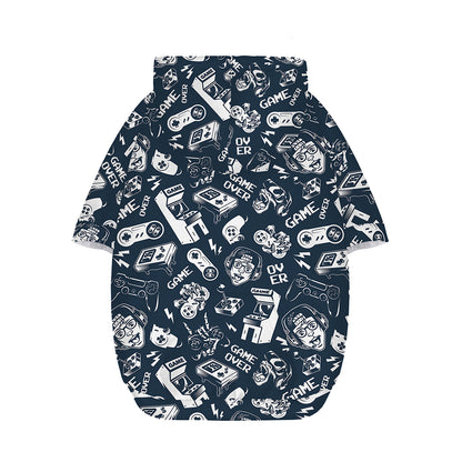 Video Game Devices Pattern Print Dog Zip Up Hoodie